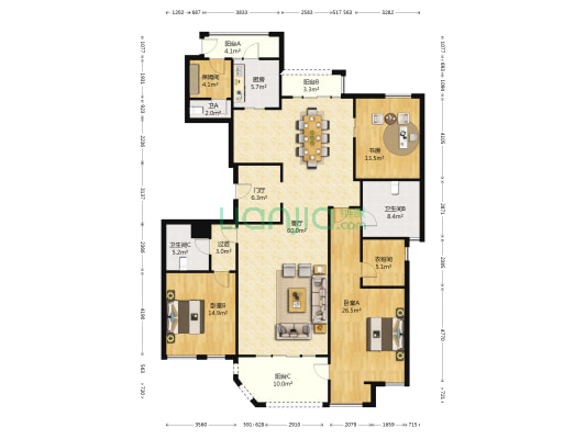 海珀蘭轩 3室1厅3卫 231平方