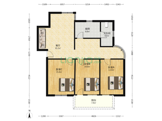 建设路175号 3室1厅1卫 96平方