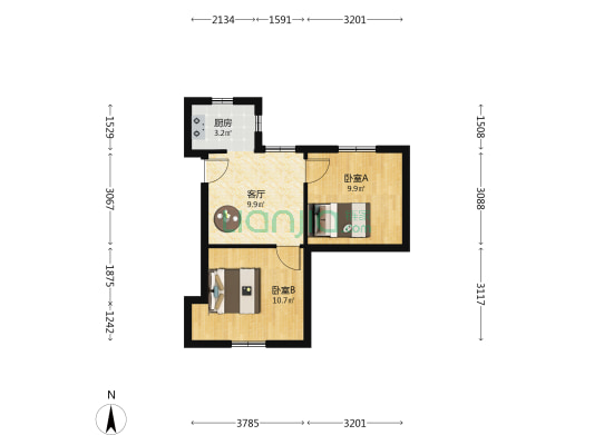 棉纺厂宿舍 2室1厅0卫 41平方