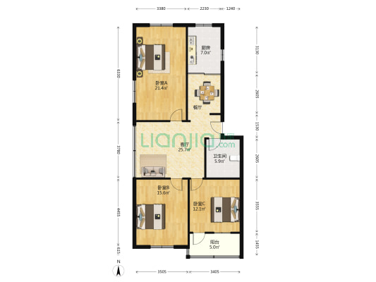 思敬里 3室1厅1卫 109平方