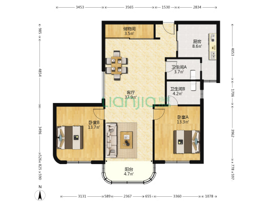 裕兴大厦(公寓) 2室1厅2卫 125平方
