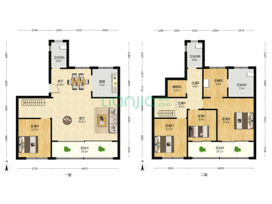 玖玺 4室2厅3卫 208平方
