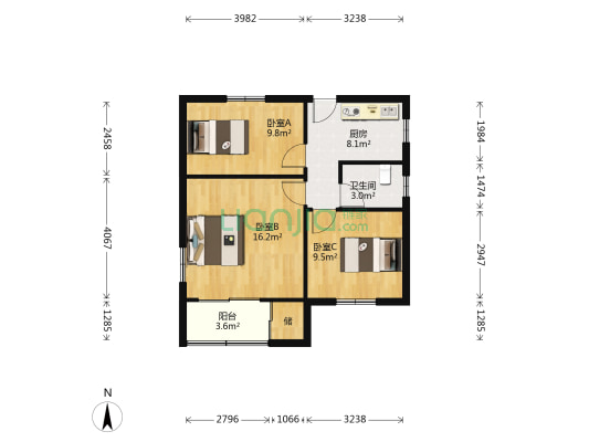 梅陇六村 3室0厅1卫 63平方