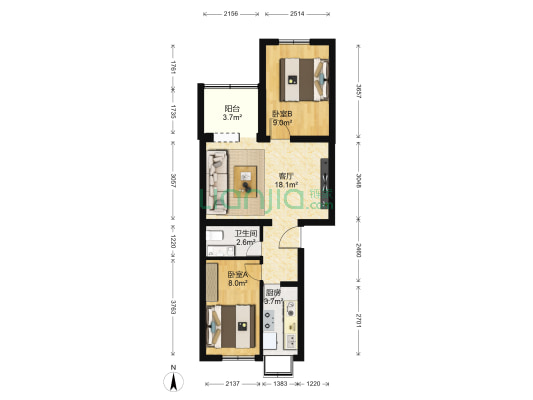 青塔东里10号院 2室1厅1卫 57平方