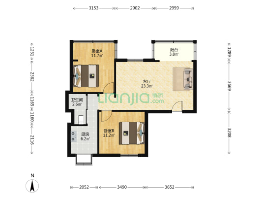 车站路5号 2室1厅1卫 70平方