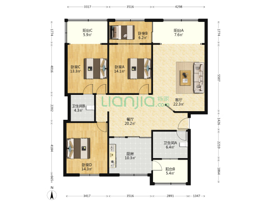 古堰馨居 4室2厅2卫 142平方