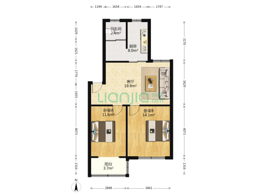 映翠花园四村 2室1厅1卫 74平方