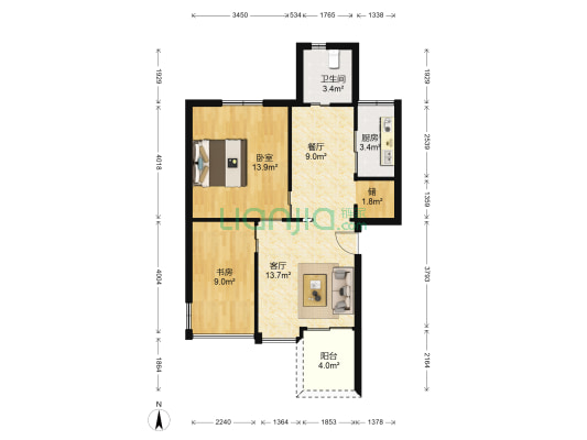 四季青城(白鹤路) 2室2厅1卫 42平方