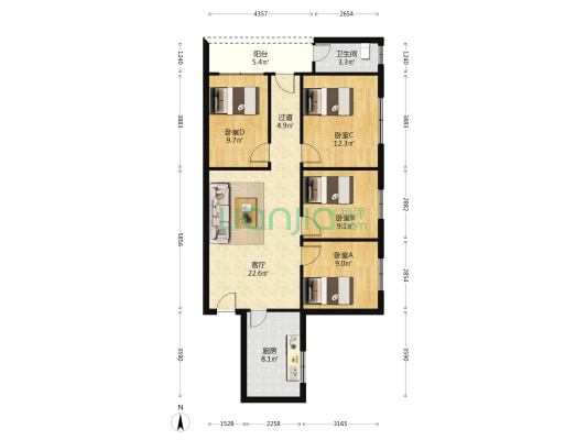 电器大厦 4室1厅1卫 99平方