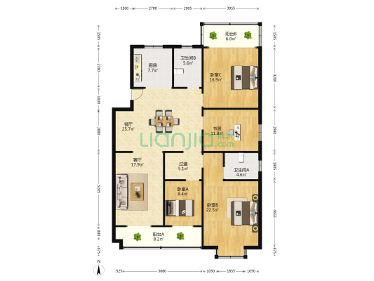 金磨华庭 4室2厅2卫 262平方