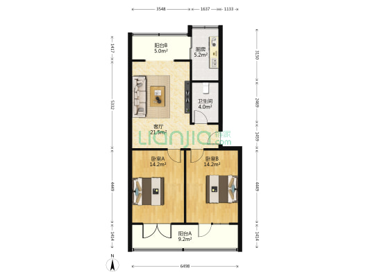 双桥北二街 2室1厅1卫 74平方