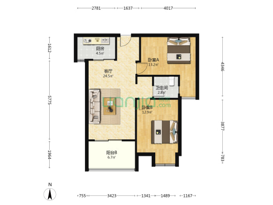锦绣仙山 2室1厅1卫 86平方