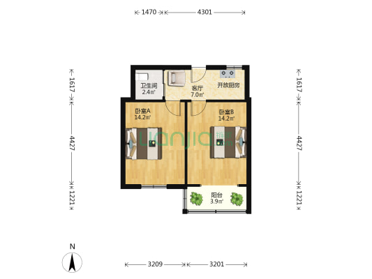 杨家胡同79号 2室1厅1卫 50平方
