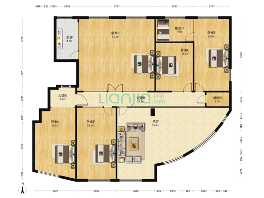 海唐公寓 6室1厅0卫 298平方