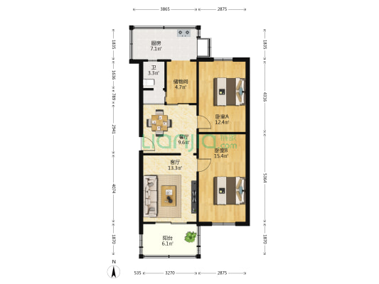 农行家属楼 2室2厅1卫 79平方