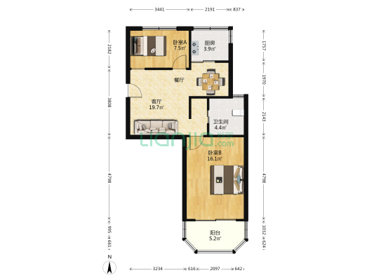 上泰绅苑(公寓) 2室1厅1卫 71平方