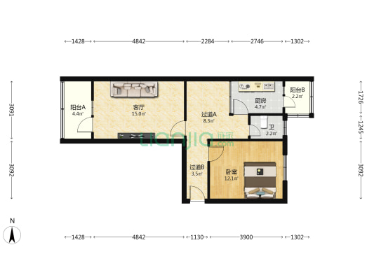 甘肃省体育运动学校家属院 1室1厅1卫 45平方