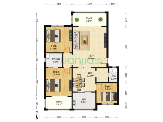 长顺苑 3室2厅2卫 118平方