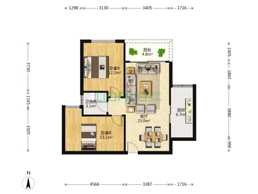 城市代号 2室1厅1卫 79平方
