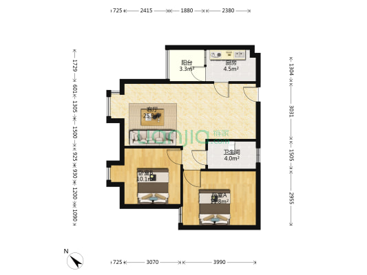西都名苑 2室1厅1卫 73平方