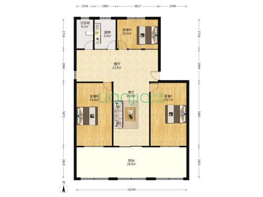 瑞兴路286号 3室2厅1卫 155平方