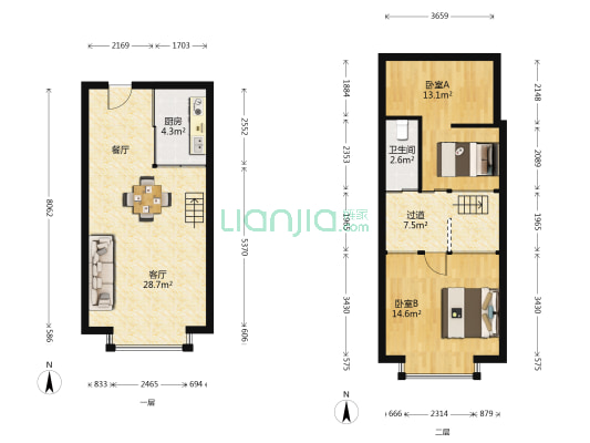 盛泰公寓 2室1厅1卫 50平方