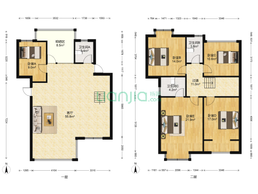 御景苑 5室1厅3卫 230平方