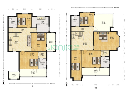 雅荷花园 7室1厅4卫 343平方