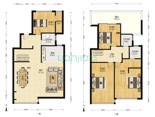月塘璟宸府 4室1厅3卫 161平方