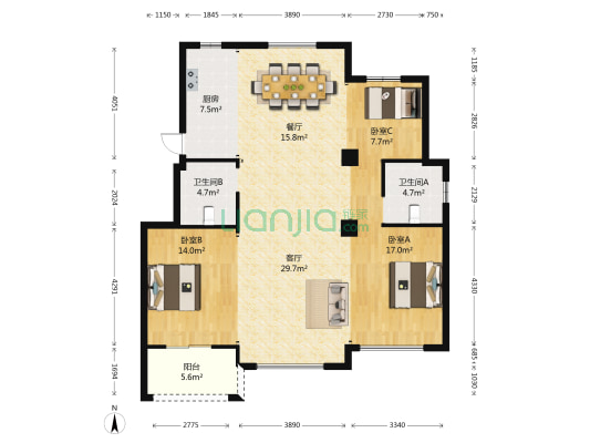 嘉华春晓 3室2厅2卫 131平方