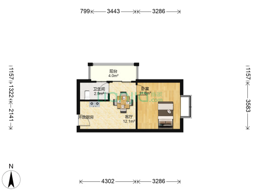 同城花园 1室1厅1卫 41平方