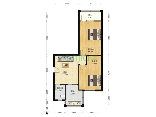计量院宿舍 2室1厅1卫 77平方