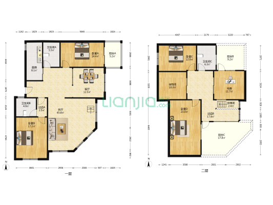 钱王街1558号 5室2厅3卫 222平方