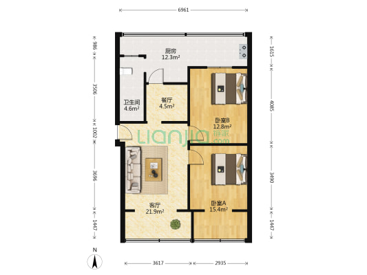 小北街61号 2室2厅1卫 70平方