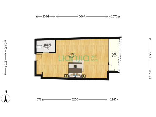 拓新时代 1室0厅1卫 66平方