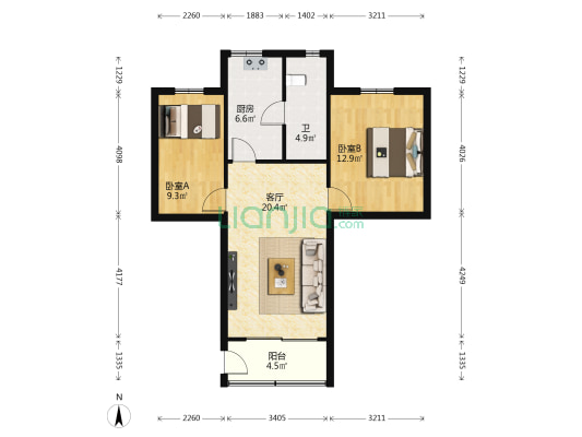 育才二巷 2室1厅1卫 64平方