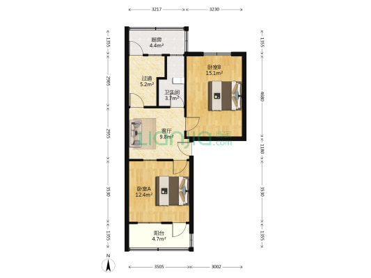 华中西路一百九十三号 2室1厅1卫 63平方