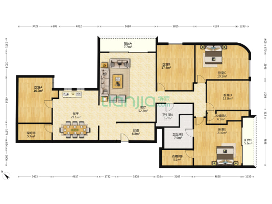 惠園大公馆 5室2厅2卫 274平方