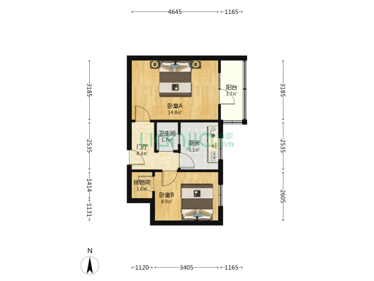 煤店小区 2室0厅1卫 47平方