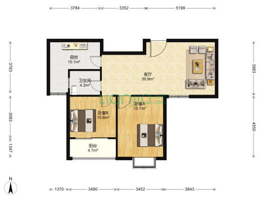 五岛湖公寓 2室1厅1卫 97平方