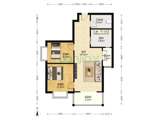 暻秀天下 2室1厅1卫 78平方