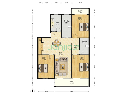 梅苑路 3室1厅2卫 154平方