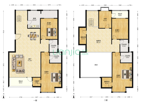 金江小区·瑞园 5室1厅4卫 286平方