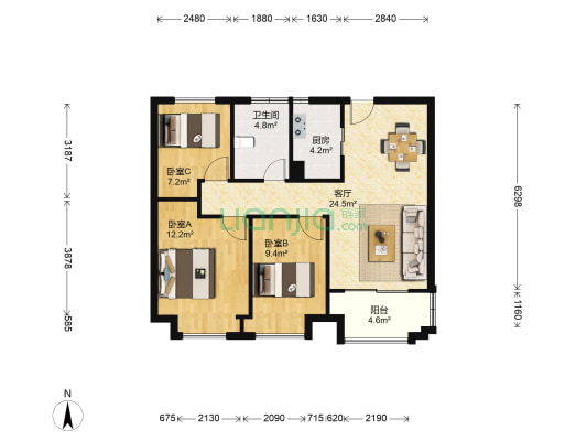 星光御墅 3室1厅1卫 88平方