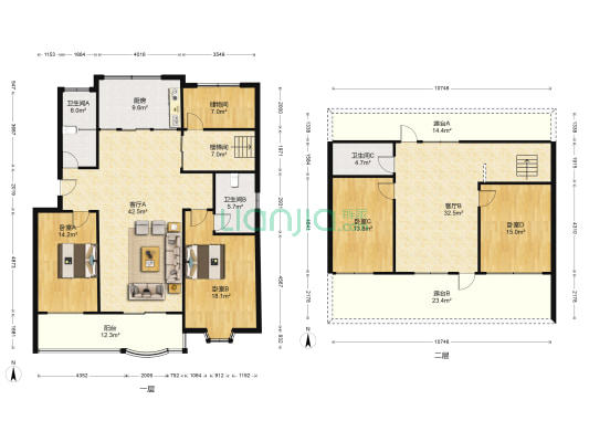 滨河花园 4室2厅3卫 224平方