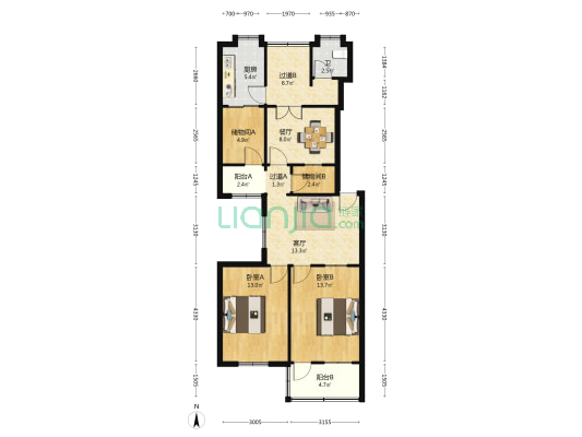 军工苑 2室2厅1卫 93平方