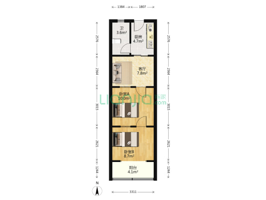 南新三村 2室1厅1卫 49平方
