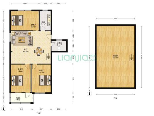 汇通市场一区 3室1厅1卫 126平方