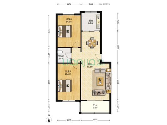 市政家园高新小区 2室1厅1卫 102平方