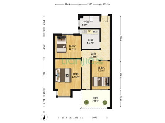 美新玫瑰庄园4期 3室0厅1卫 79平方